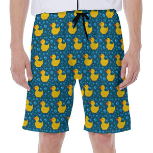 Pixel Rubber Duck Pattern Print Men's Beach Shorts