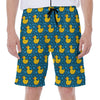 Pixel Rubber Duck Pattern Print Men's Beach Shorts