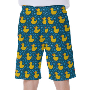 Pixel Rubber Duck Pattern Print Men's Beach Shorts