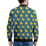 Pixel Rubber Duck Pattern Print Men's Bomber Jacket