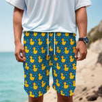 Pixel Rubber Duck Pattern Print Men's Cargo Shorts