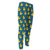 Pixel Rubber Duck Pattern Print Men's Compression Pants