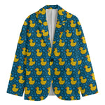 Pixel Rubber Duck Pattern Print Men's Cotton Blazer