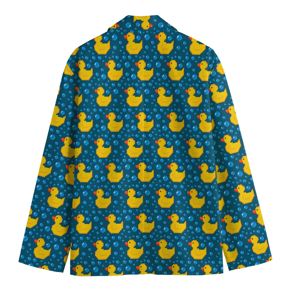 Pixel Rubber Duck Pattern Print Men's Cotton Blazer