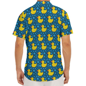 Pixel Rubber Duck Pattern Print Men's Deep V-Neck Shirt