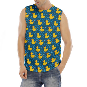 Pixel Rubber Duck Pattern Print Men's Fitness Tank Top