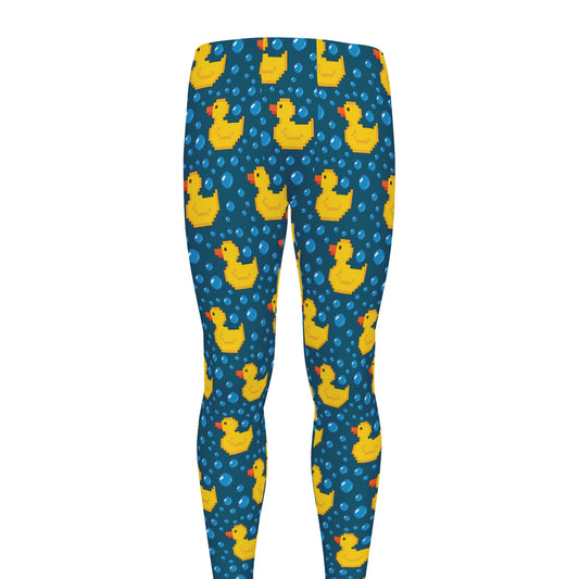 Pixel Rubber Duck Pattern Print Men's leggings