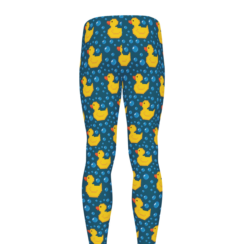 Pixel Rubber Duck Pattern Print Men's leggings