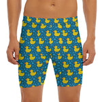 Pixel Rubber Duck Pattern Print Men's Long Boxer Briefs