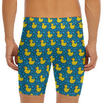 Pixel Rubber Duck Pattern Print Men's Long Boxer Briefs