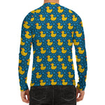 Pixel Rubber Duck Pattern Print Men's Long Sleeve Rash Guard