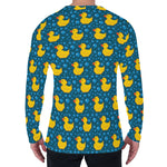 Pixel Rubber Duck Pattern Print Men's Long Sleeve T-Shirt