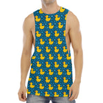 Pixel Rubber Duck Pattern Print Men's Muscle Tank Top