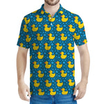 Pixel Rubber Duck Pattern Print Men's Polo Shirt