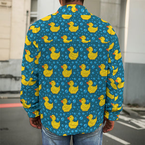 Pixel Rubber Duck Pattern Print Men's Shirt Jacket