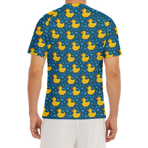 Pixel Rubber Duck Pattern Print Men's Short Sleeve Rash Guard