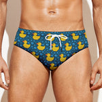 Pixel Rubber Duck Pattern Print Men's Swim Briefs