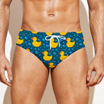 Pixel Rubber Duck Pattern Print Men's Swim Briefs