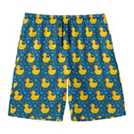 Pixel Rubber Duck Pattern Print Men's Swim Trunks
