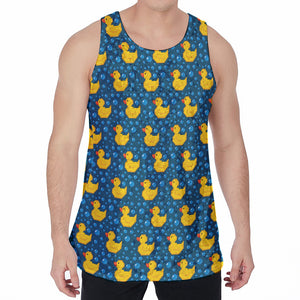 Pixel Rubber Duck Pattern Print Men's Velvet Tank Top