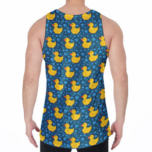 Pixel Rubber Duck Pattern Print Men's Velvet Tank Top