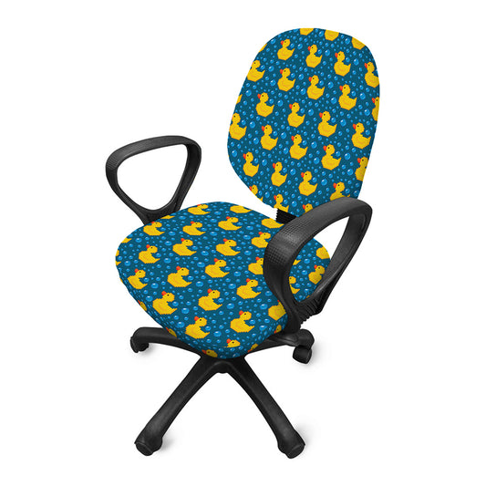 Pixel Rubber Duck Pattern Print Office Chair Cover