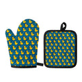 Pixel Rubber Duck Pattern Print Oven Mitt And Pot Holder Set
