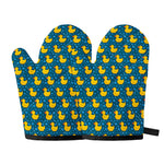 Pixel Rubber Duck Pattern Print Oven Mitts