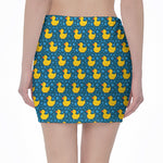 Pixel Rubber Duck Pattern Print Pencil Mini Skirt