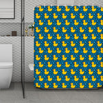 Pixel Rubber Duck Pattern Print Polyester Shower Curtain