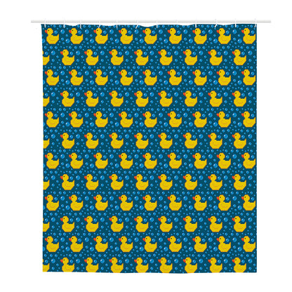 Pixel Rubber Duck Pattern Print Polyester Shower Curtain