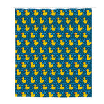 Pixel Rubber Duck Pattern Print Polyester Shower Curtain