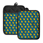 Pixel Rubber Duck Pattern Print Pot Holders With Pocket