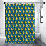 Pixel Rubber Duck Pattern Print Premium Shower Curtain