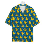 Pixel Rubber Duck Pattern Print Rayon Hawaiian Shirt