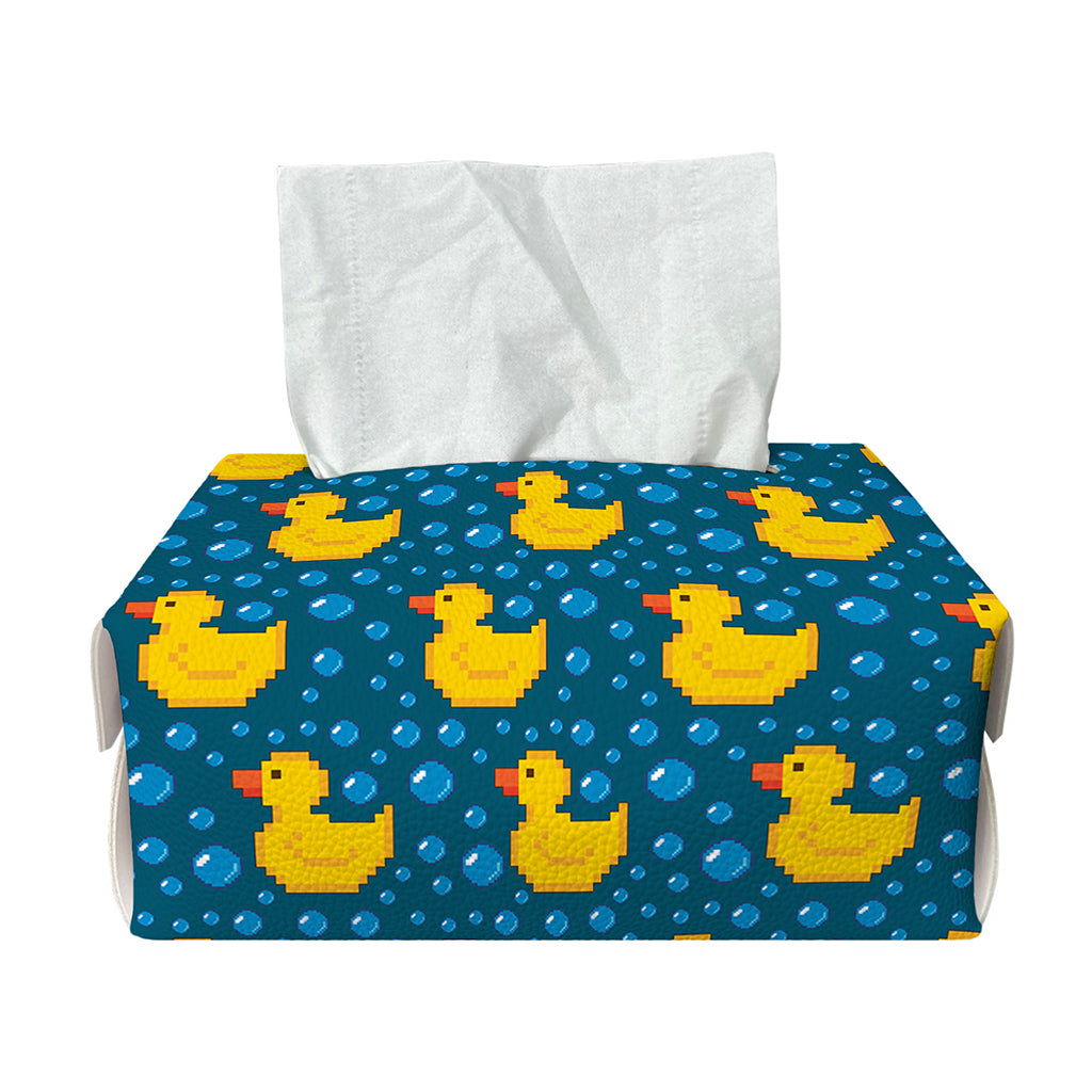 Pixel Rubber Duck Pattern Print Rectangle Tissue Box Cover