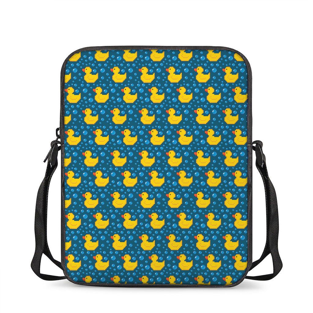 Pixel Rubber Duck Pattern Print Rectangular Crossbody Bag