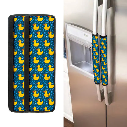 Pixel Rubber Duck Pattern Print Refrigerator Handle Covers