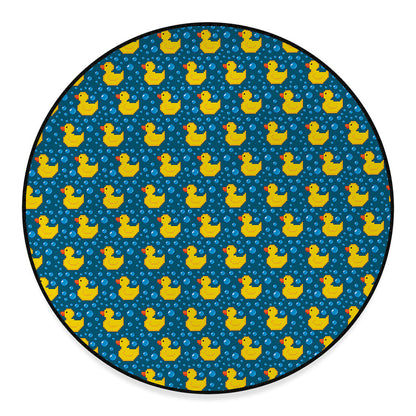 Pixel Rubber Duck Pattern Print Round Floor Mat