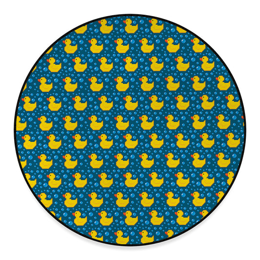 Pixel Rubber Duck Pattern Print Round Floor Mat