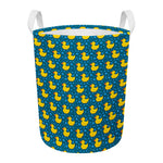 Pixel Rubber Duck Pattern Print Round Laundry Basket