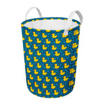 Pixel Rubber Duck Pattern Print Round Laundry Basket