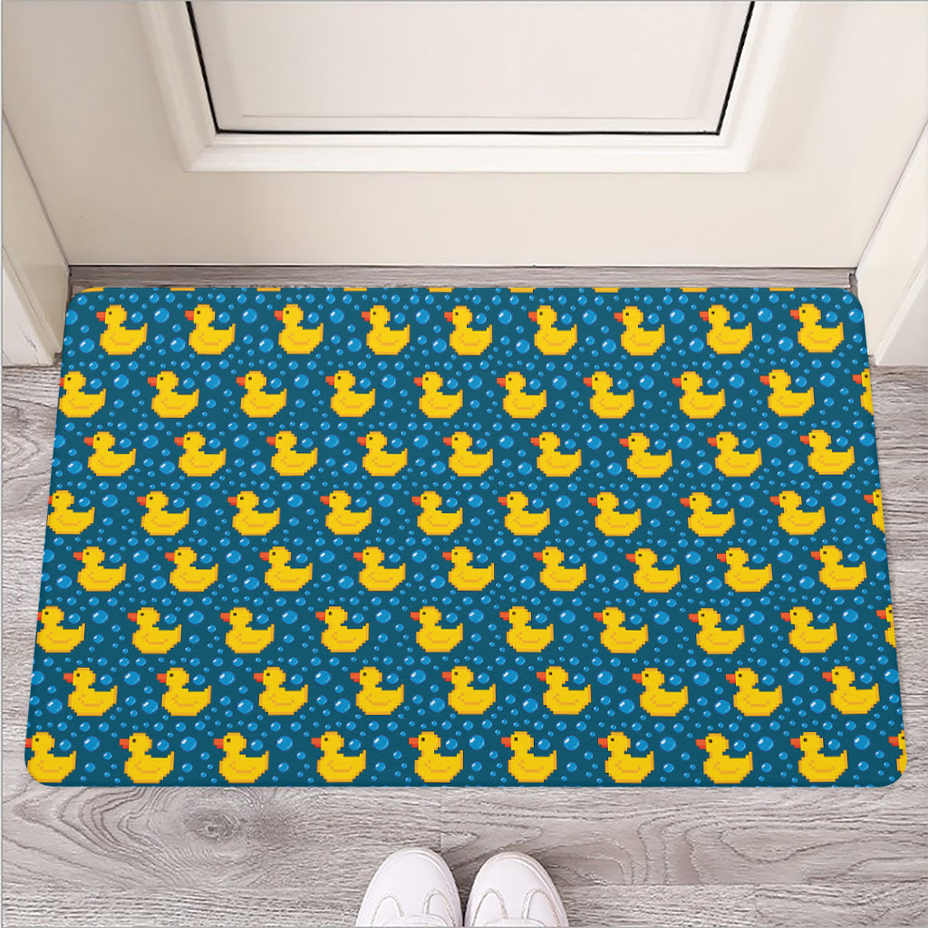 Pixel Rubber Duck Pattern Print Rubber Doormat