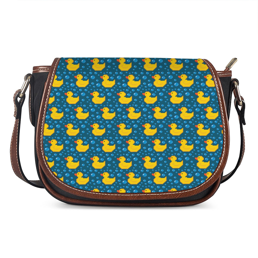 Pixel Rubber Duck Pattern Print Saddle Bag