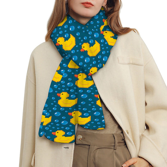 Pixel Rubber Duck Pattern Print Scarf