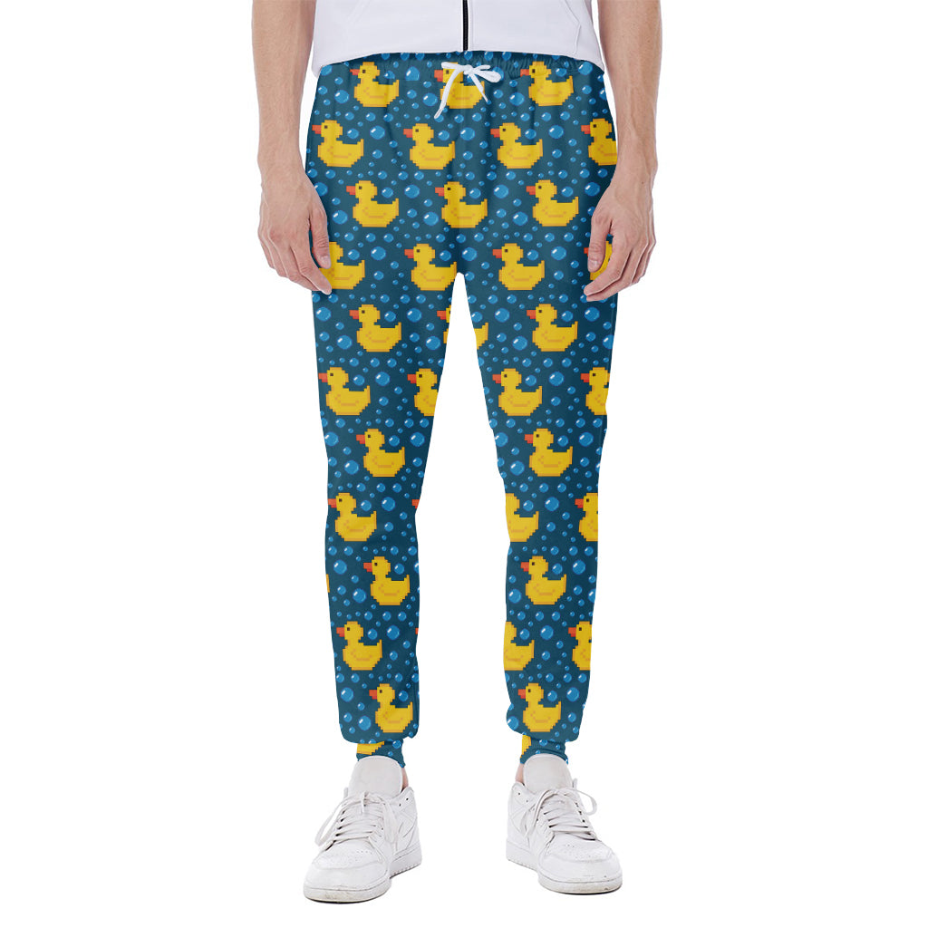 Pixel Rubber Duck Pattern Print Scuba Joggers