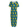 Pixel Rubber Duck Pattern Print Short Sleeve Long Nightdress