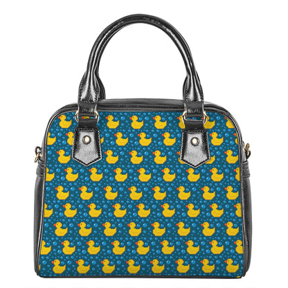 Pixel Rubber Duck Pattern Print Shoulder Handbag