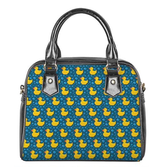 Pixel Rubber Duck Pattern Print Shoulder Handbag