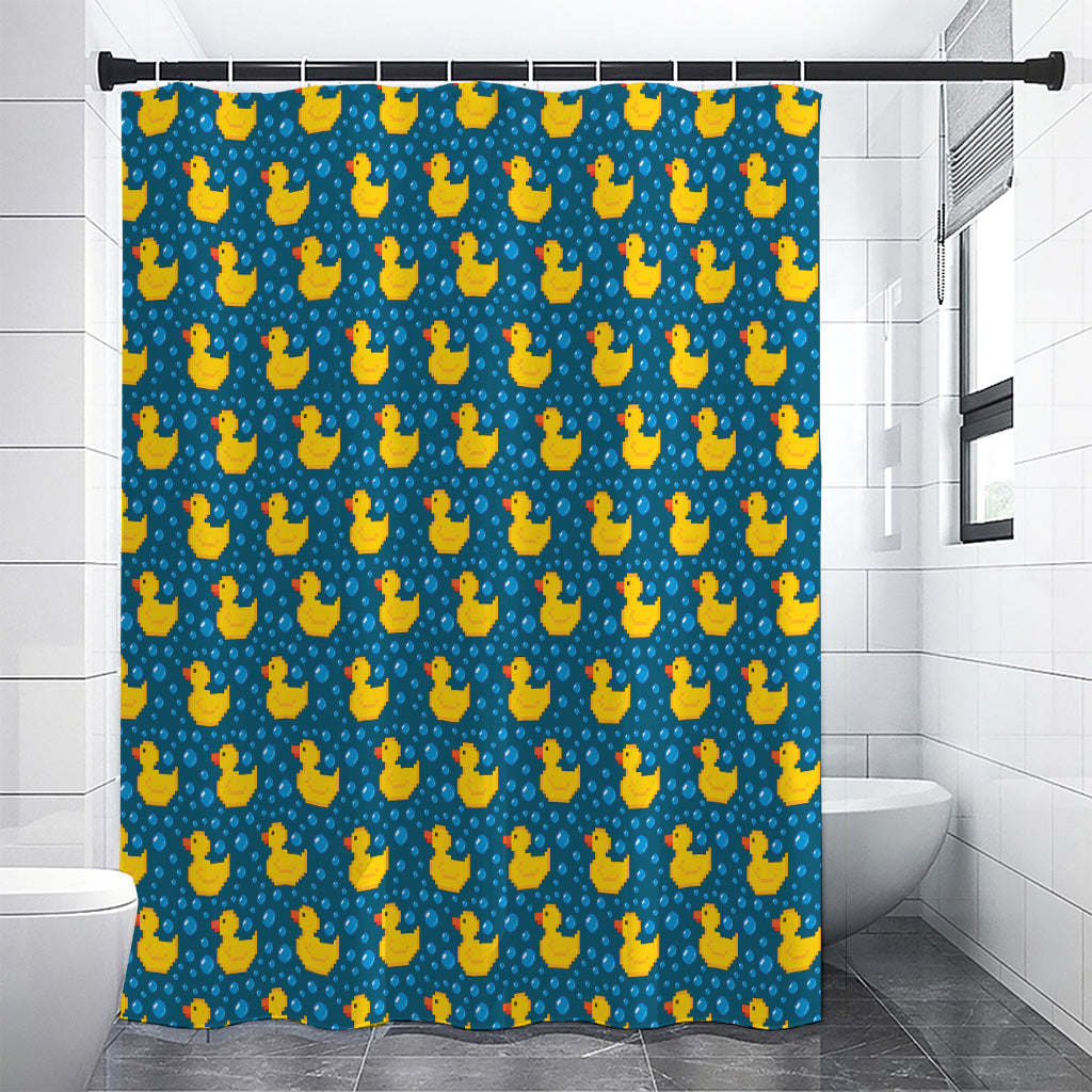 Pixel Rubber Duck Pattern Print Shower Curtain